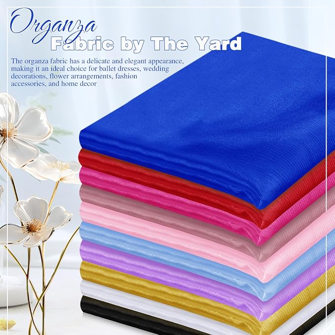 VACVELT Royal Blue Sheer Organza Fabric by The Yard 60" Wide | Semi-Transparent
