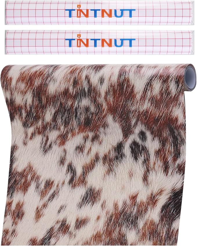 Tintnut Beige Cow Permanent Vinyl Roll 12in x 5ft Cowhide Adhesive Vinyl |