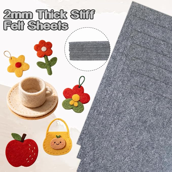 Luomorgo 8 Pcs Stiff Felt, 8 x 12 Inch, 2mm Thick,