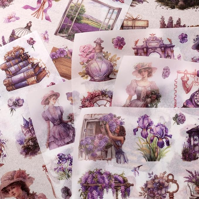 Vintage Ephemera Sticker 24 Sheets precut 300 washi Stickers Paper Girls