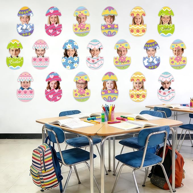 54Pcs Easter Egg Cutouts, Spring Classroom Bulletin Board Decorations,