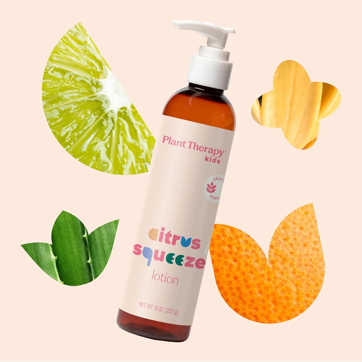Plant Therapy Kids Citrus Squeeze Lotion 8 oz Uplifting Natural Scent, Soothes & Softens from Head to Toe, Lightweight, Fast-Absorbing Daily Hydration