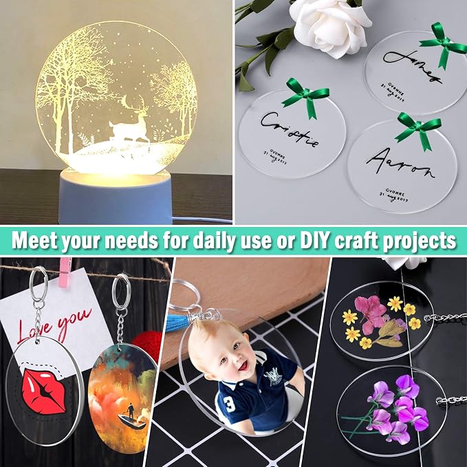 Acrylic Keychain Blanks, Audab 30PCS Bulk Acrylic Circles Clear Disc Ornaments