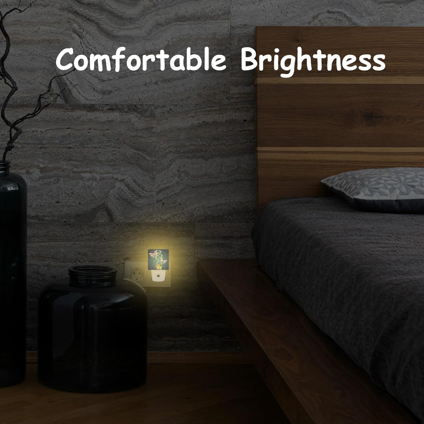 Glowing Butterflies and Golden Leaves Night Light Plug Wall,LED Night Lights with Dusk to Dawn Light Sensor for Women Girls Boys Room Decor,Hallway,Kitchen,Bathroom,Nursery,Stairs