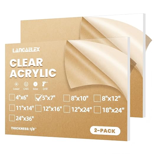 2 Pack 5x7 1/8" Clear Plexiglass Sheets