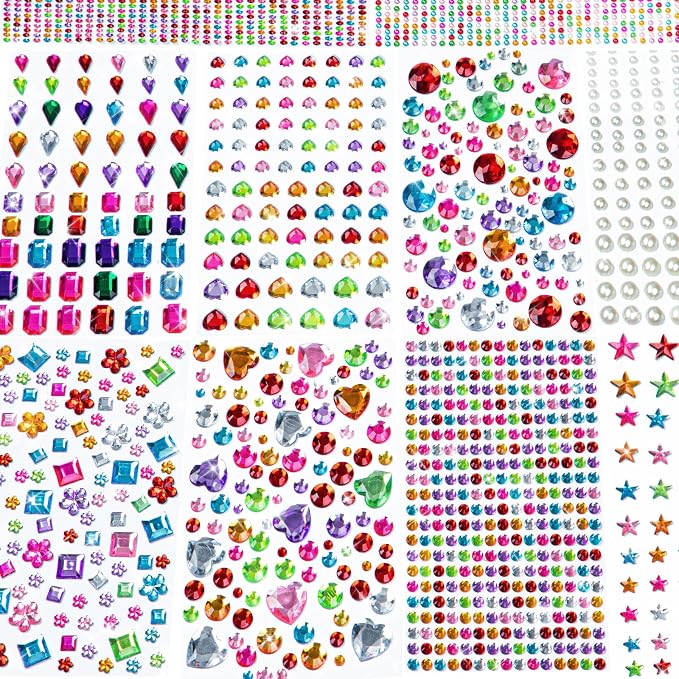 3062Pcs Gem Stickers-Self-Adhesive Face Jewelry Stickers, Acrylic Gems DIY