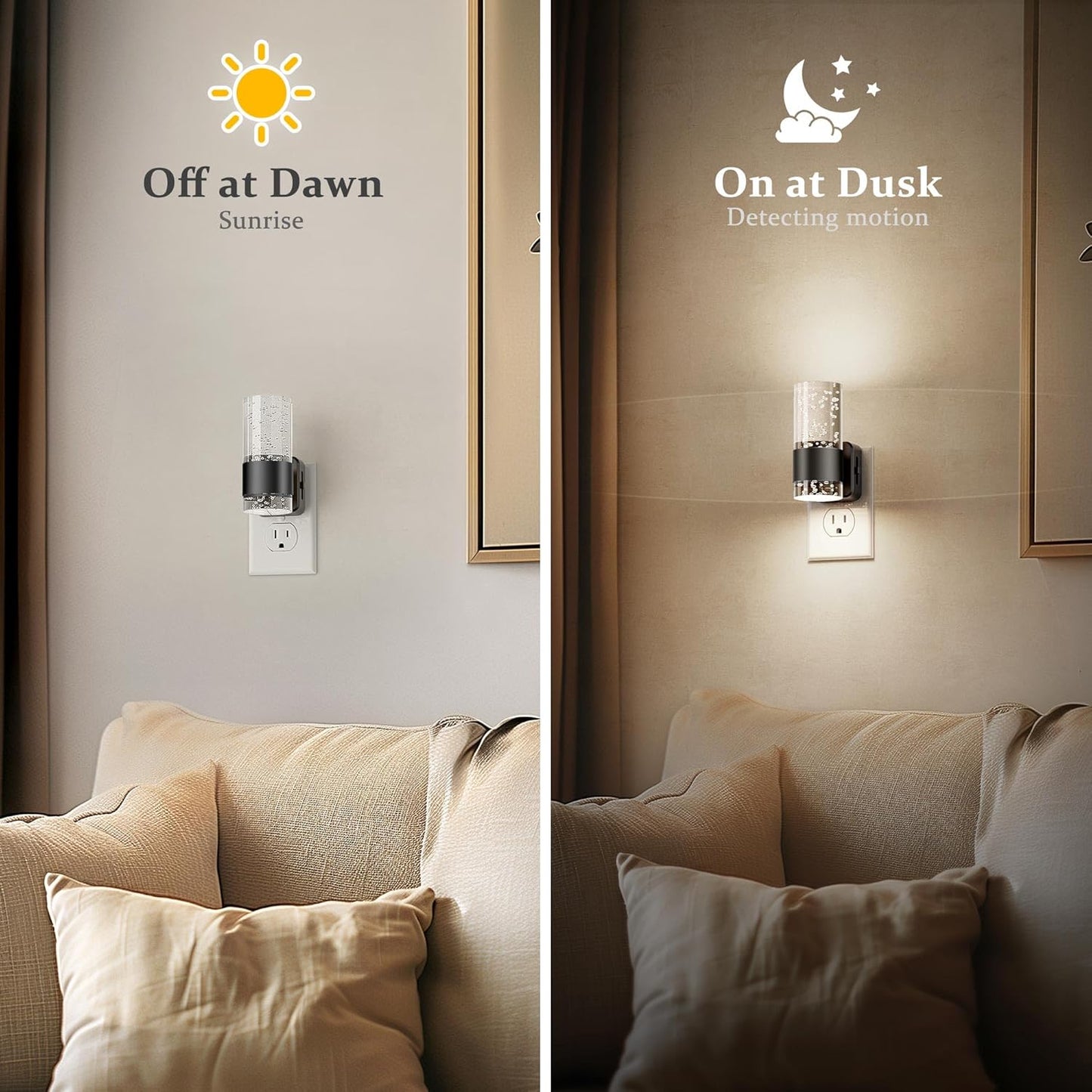 JandCase Night Light, Night Lights Plug into Wall,LED Nightlight with Adjustable Brightness, 5000K，Automatic Night Light Plug in with Auto Light Sensor for Bathroom Hallway Room Decor