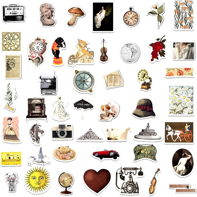 100 Pcs Aesthetic Vintage Vinyl Stickers