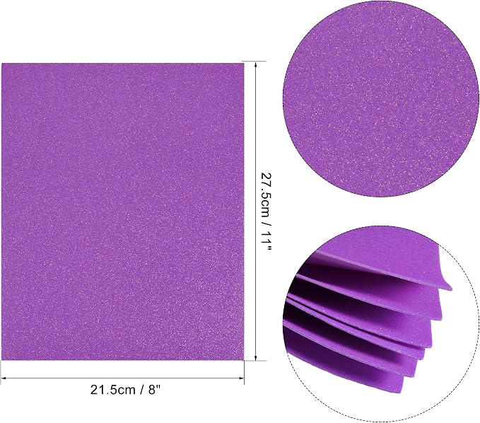 uxcell Purple Shiny EVA Foam Sheets 11 x 8 Inch 2mm Thick