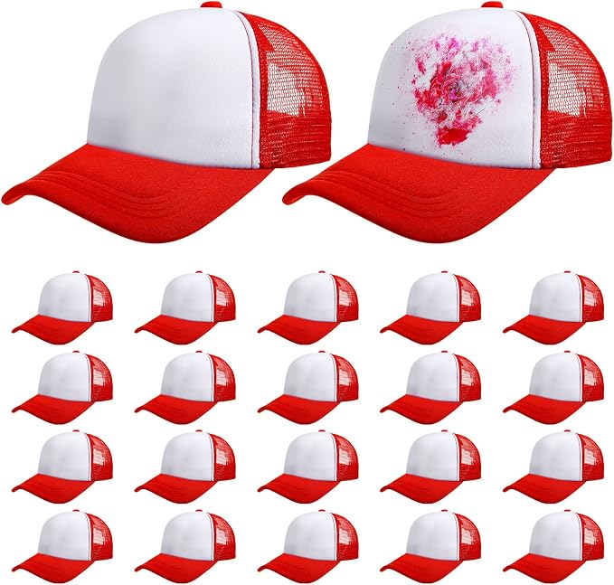Vabean 24 Pack Sublimation Blank Cap Trucker Mesh Cap Unisex Plain Blank
