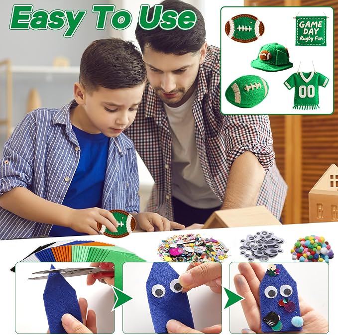 gisgfim 42Pcs Football Felt Fabric Sheets Craft Kit 8 x 12 Inch Green Brown