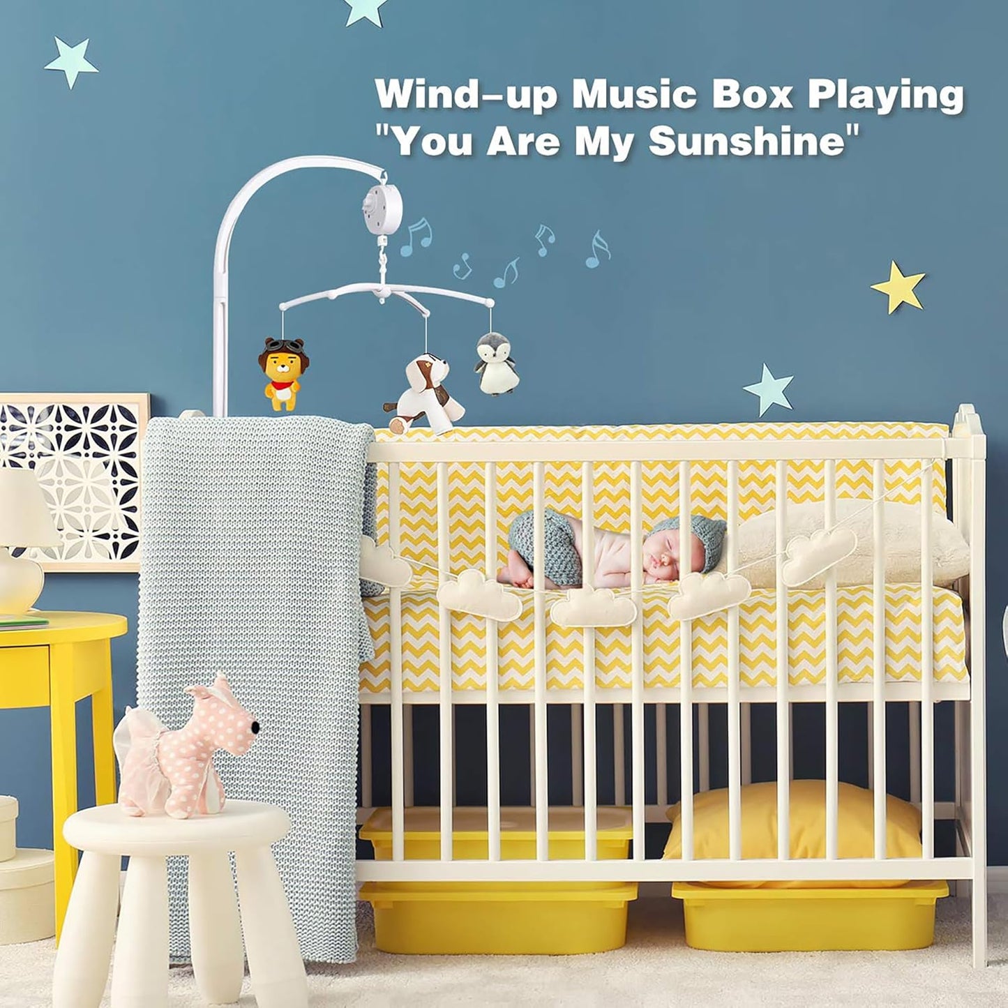 23 inches DIY Baby Crib Mobile Arm,Mobile arm for Crib,Nursery Mobile arm,Baby Mobile Hanger, The Claw Part Can be Adjusted Width，DIY Toy Decoration