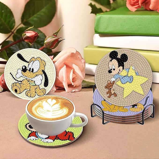 8 Pcs Cute Cartoon Diamond Art Coasters Kit