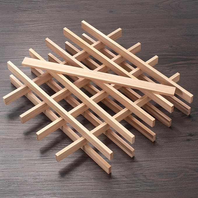 Wood Trim Wooden Strips Slats for Wall, Wooden Dowels Sticks for Crafts