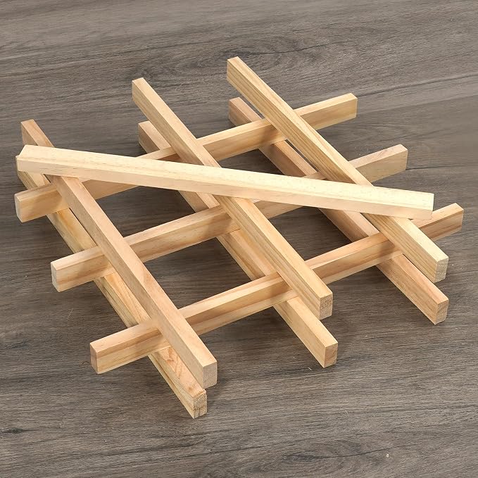 Wood Strips Slats for Wall, Square Wooden Dowels for Crafts 1/2"x 1" x 15"
