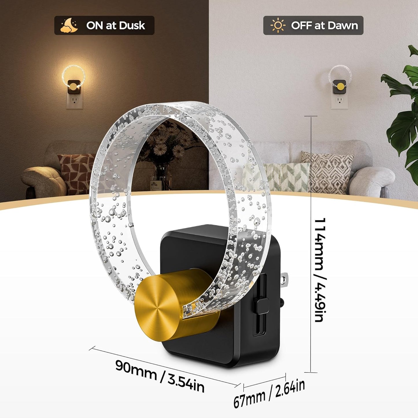 DORESshop LED Night Light，Decorative Night Light Plug Into Wall [2 Pack] with Dusk-to-Dawn Sensor, Dimmable Nightlights, Adjustable Brightness for Hallway, Bedroom,Kids Room,Stairway,Soft White