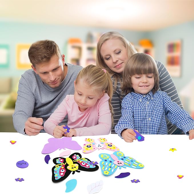 VKPI 4 Butterflies Foam Art Crafts Gift Kit, Creative Make Your Own Butterflies