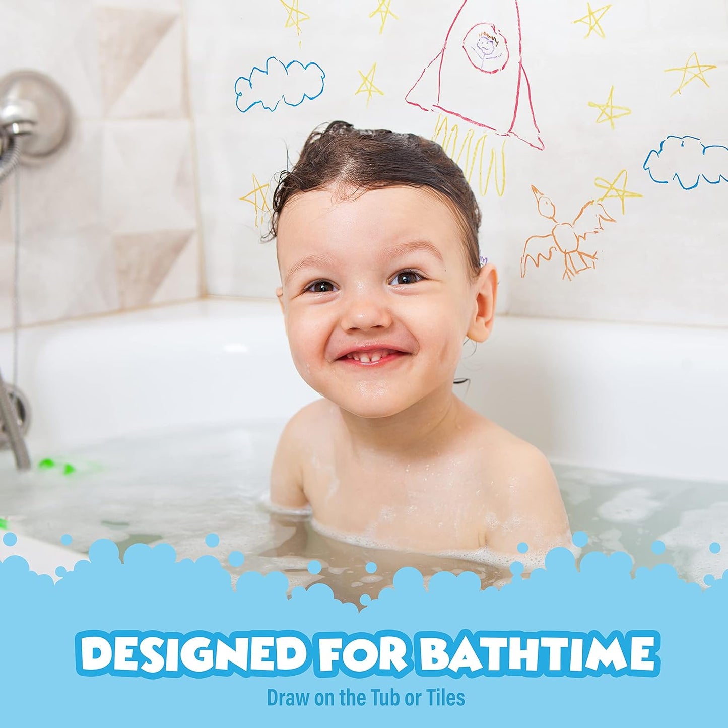 Tub Works® Sweet Scents Smooth™ Bath Crayons Bath Toy, 12 Pack | Nontoxic, Washable Bath Crayons for Toddlers & Kids | Unique Formula Draws Smoothly & Vividly on Wet & Dry Tub Walls | Scented Crayons