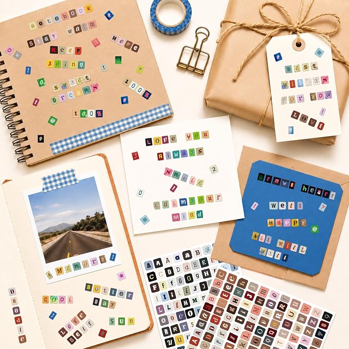 1956 Pcs Letter Stickers for Scrapbook Supplies, Vintage Alphabet Stickers | 18