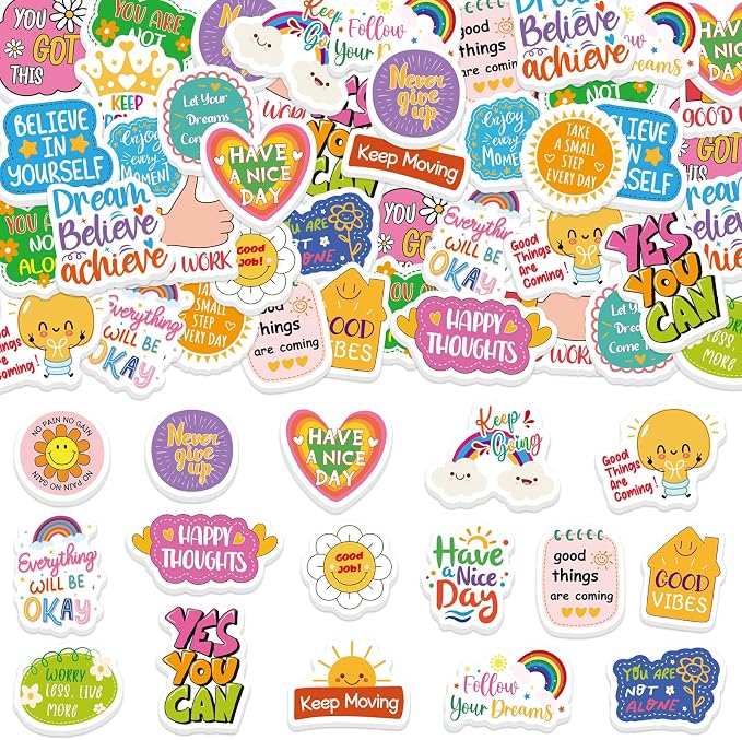 300Pcs Motivational Foam Stickers, Self-Adhesive Inspirational Quotes Sticker