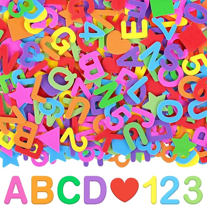 664 PCS Foam Letter Stickers, Foam Alphabet Number Shape Stickers, Self