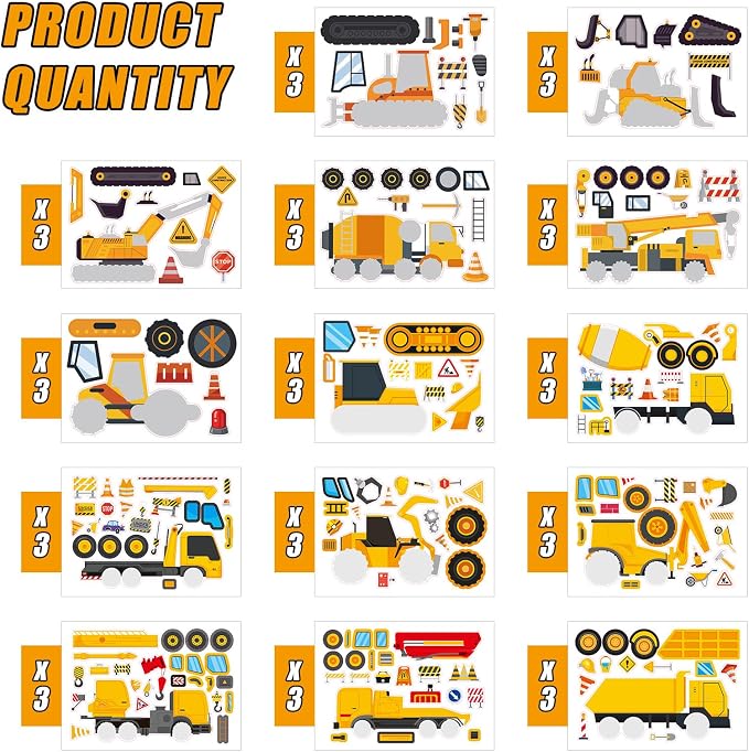 42 Sheets Create Construction Vehicles of Dreams Stickers, Make Your Own Sticker