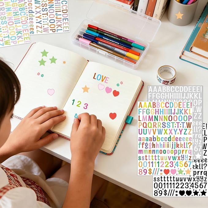 Letter Stickers 0.5 inch, Self-Adhesive Vinyl Waterproof ABC Letter Stickers
