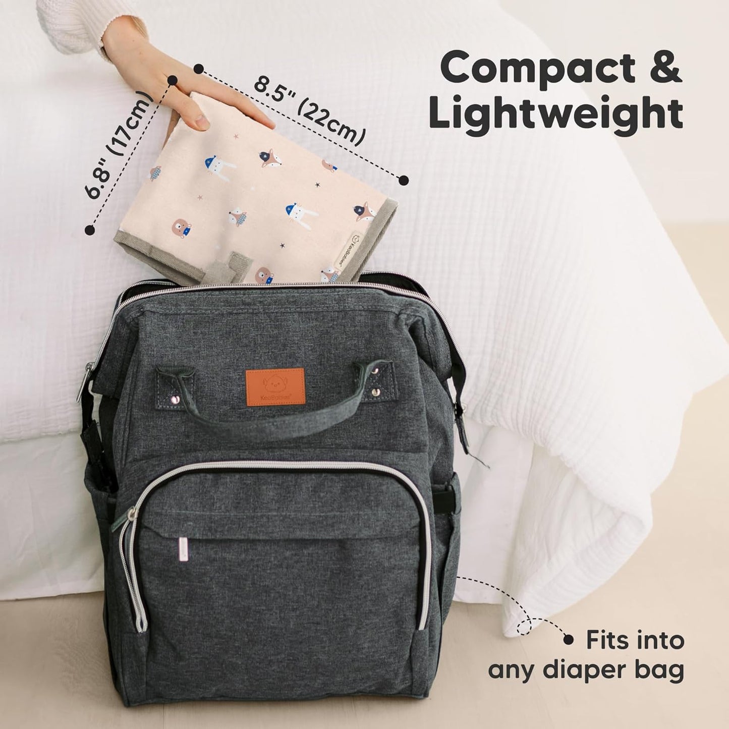 KeaBabies Portable Diaper Changing Pad, Easy Wipe Clean - Foldable Waterproof Baby Changing Mat for Diaper Bag, Compact, Lightweight, 25x13 Newborn, Infant, Baby Changer Travel Essential (Wild Patrol)