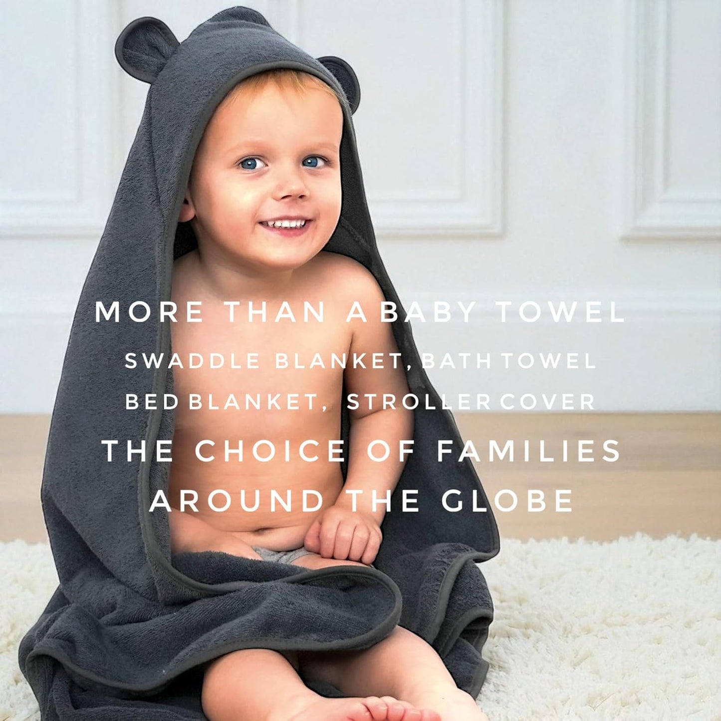 Organic Cotton Toddler Poncho Towel 33"x33" – Ultra-Soft Hooded Bath & Beach Towel with Bear Ears – Absorbent Kids Towel for Boys & Girls 0-5T, Premium for Pool, Bath & Travel (Coral)