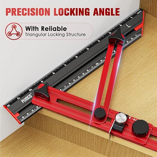 Stair Tread Template Tool with Triangular Brace and Edge Flip Stops | Stair