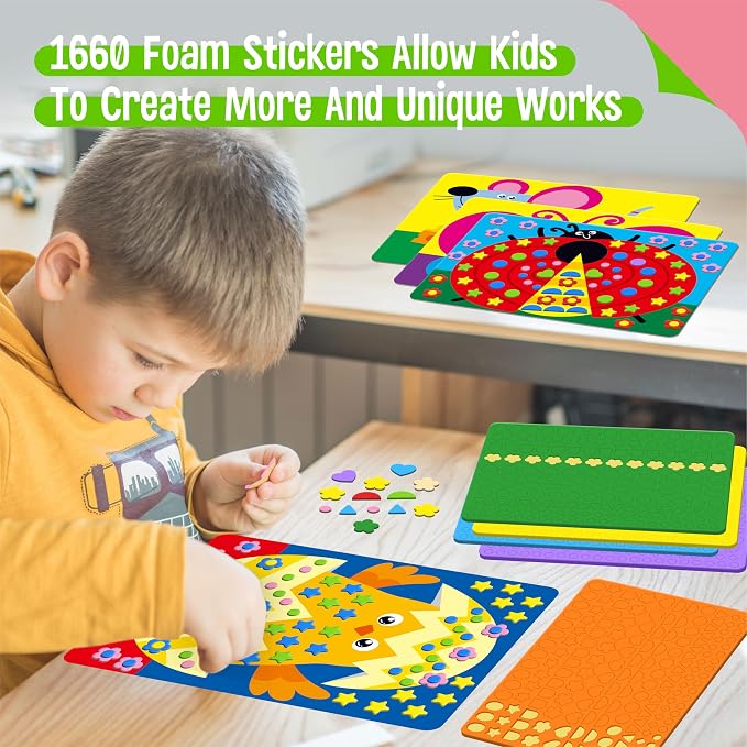 SpriteGru Foam Sticker Art Activity, 20 Farm Animal Art Boards