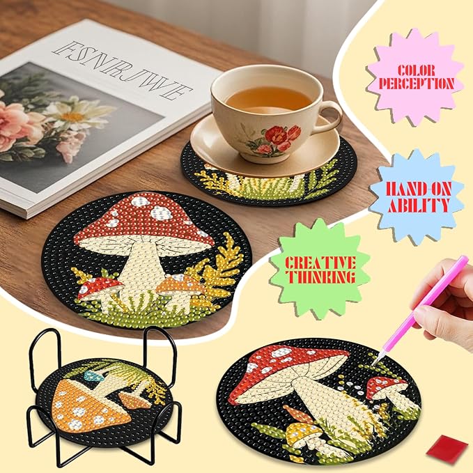 EWJRNSF 6 PCS 5D Diamond Painting Coasters Kits