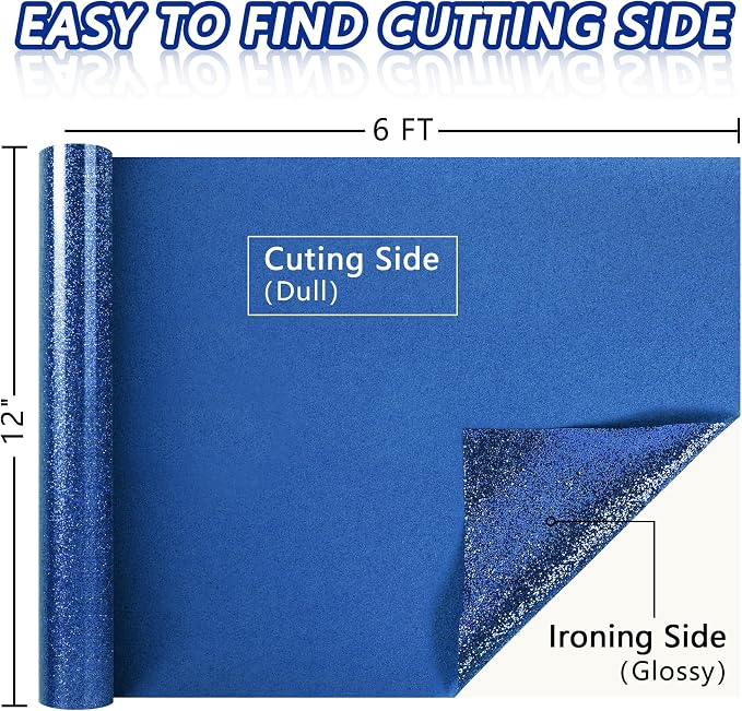 TORC Blue Glitter HTV Blue Heat Transfer Vinyl HTV Rolls