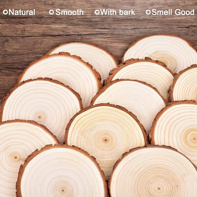 LESUMI Wood Slices with Bark, DIY Craft Supplies
