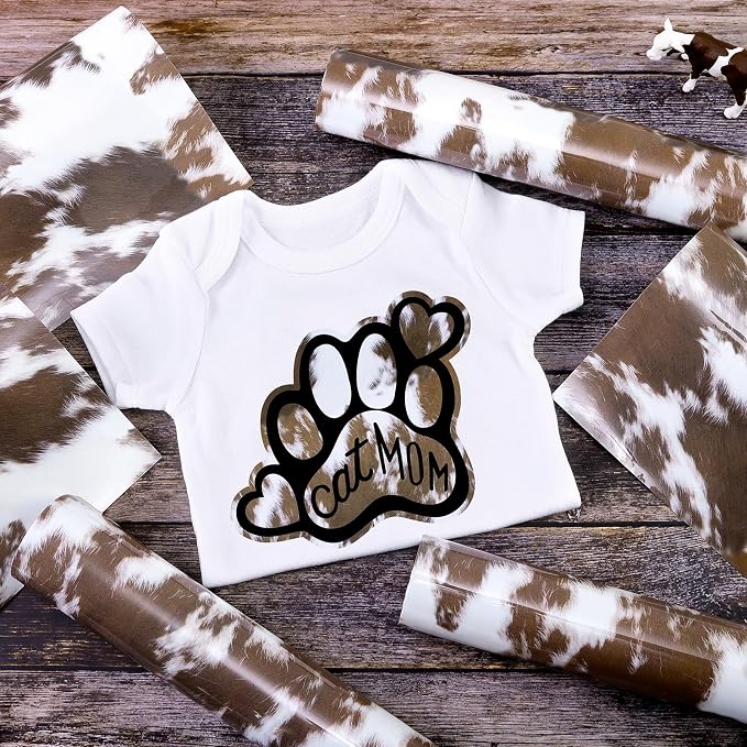 Tintnut White Cowhide Heat Transfer Vinyl, easy cut & weed, stretch washable
