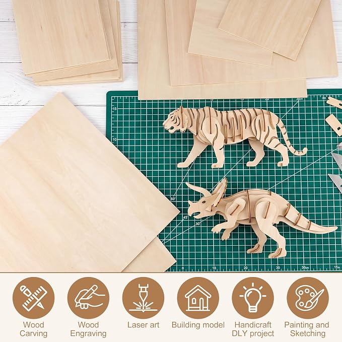 SiliFine 6x6+12x12 Inch 24 Pack Basswood Sheets