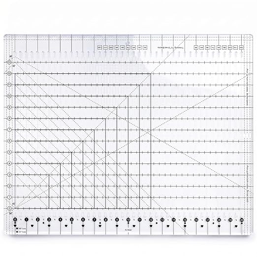 XL 17-3/4” x 22” Slotted Quilting Ruler, Accurate Fabric Strip Cutting