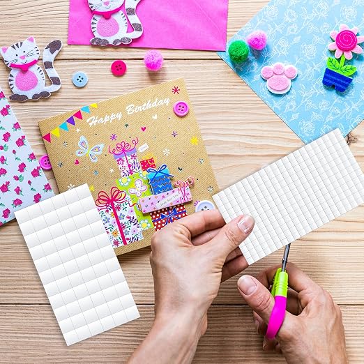 Lusofie 1320Pcs Square Foam Sided Adhesive Sticker Set 3D Pop White 2-Side Foam