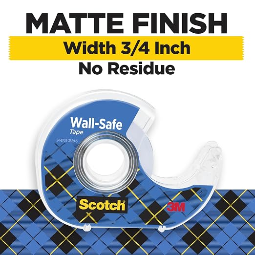 Scotch Wall-Safe Tape, 4 Dispensered Rolls, Sticks Securely, Removes Cleanly