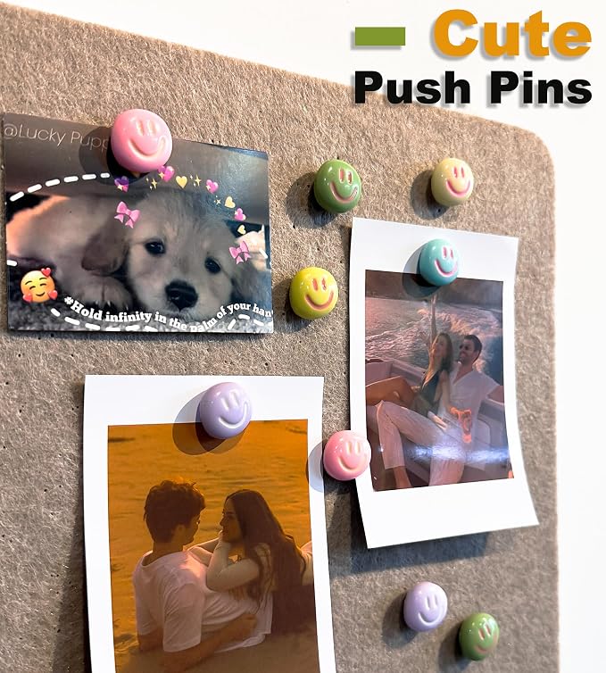 Smiley Face Decorative Push Pins, Cute Bulletin Board Push Pins, Thumbtacks