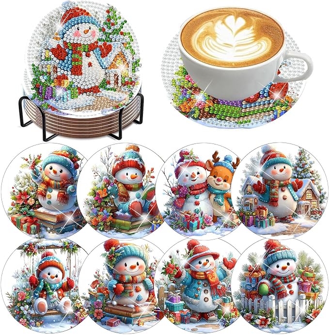 Benjenes 8PCS Christmas Diamond Art Coasters Kit