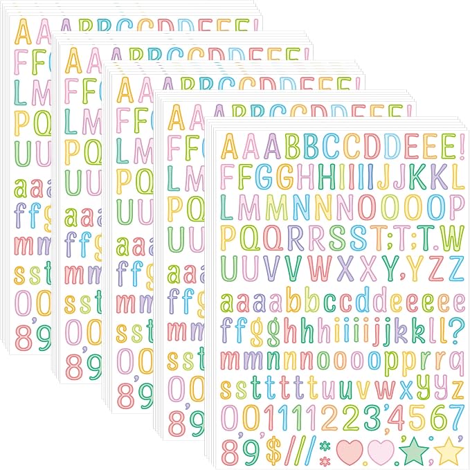 Letter Stickers 0.5 inch, Self-Adhesive Vinyl Waterproof ABC Letter Stickers