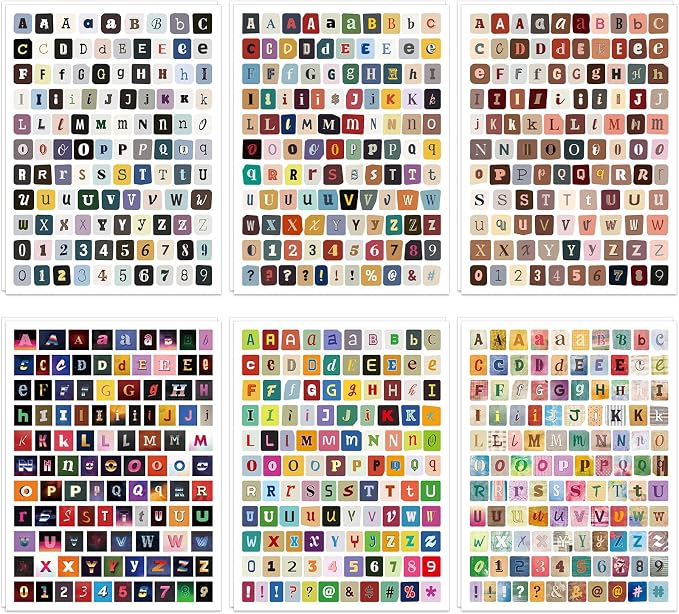 1304Pcs Magazine Letter Stickers