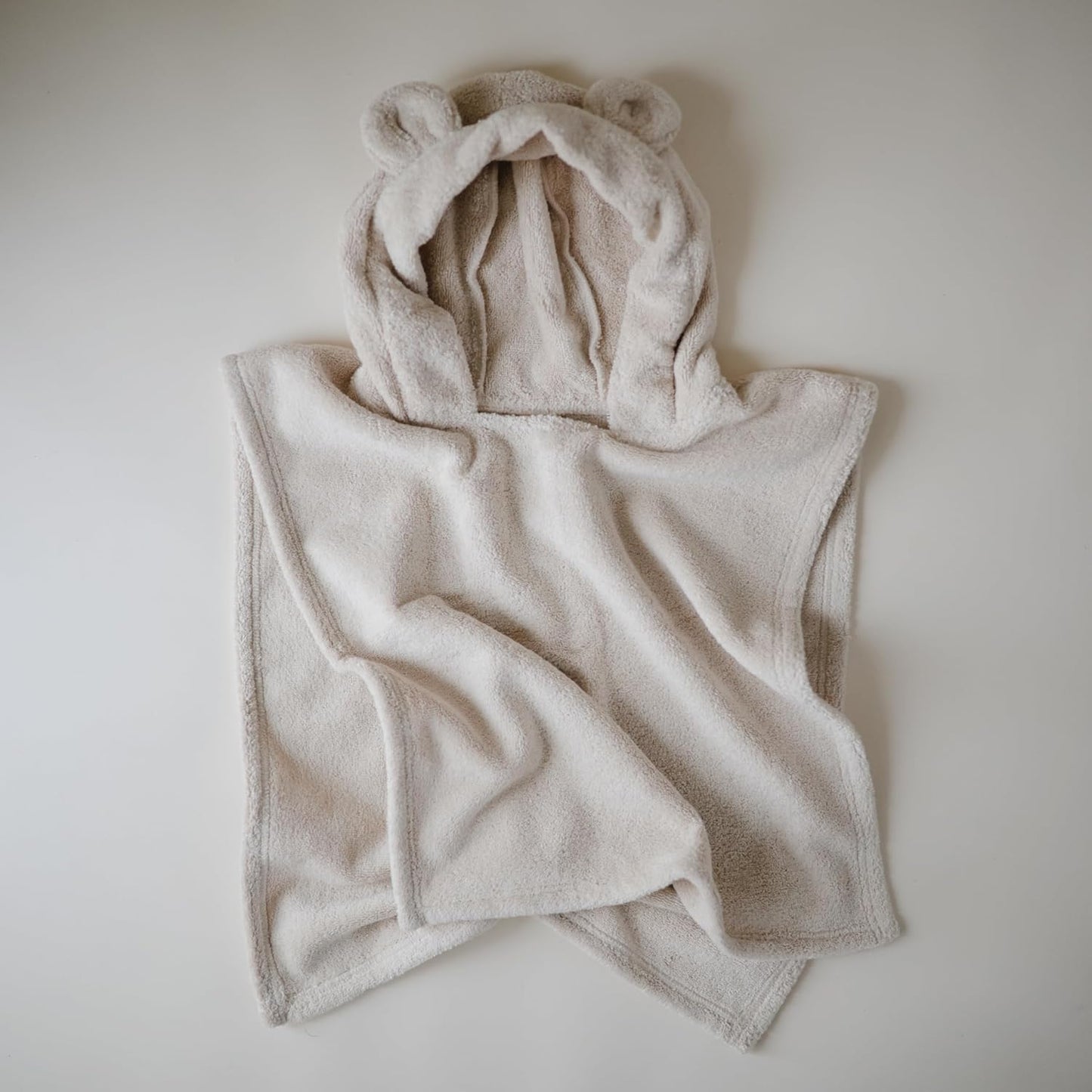 mushie Poncho Towel for Toddlers and Kids (Fog) | Organic Terry Cotton | Ages 1-3 Years