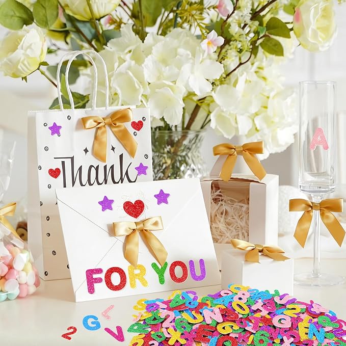 Foam Letter Stickers, 7 Sheets 3D Glitter Alphabet and Number Stickers