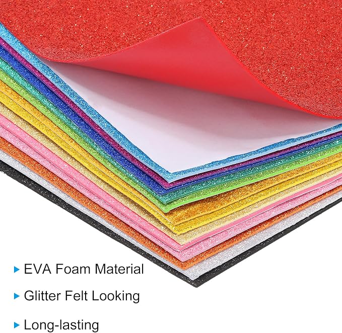 PATIKIL White Shiny EVA Glitter Foam Sheet 11 x 8 Inch 2mm Thick