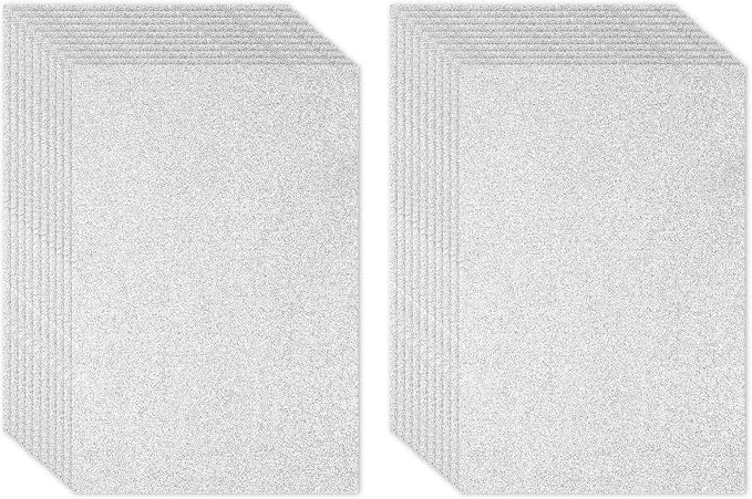 PATIKIL Silver Tone Shiny EVA Glitter Foam Sheet 11 x 8 Inch 2mm Thick Sparkle