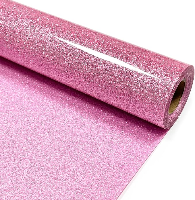 Pink Glitter Heat Transfer Vinyl 12" x 8 ft HTV