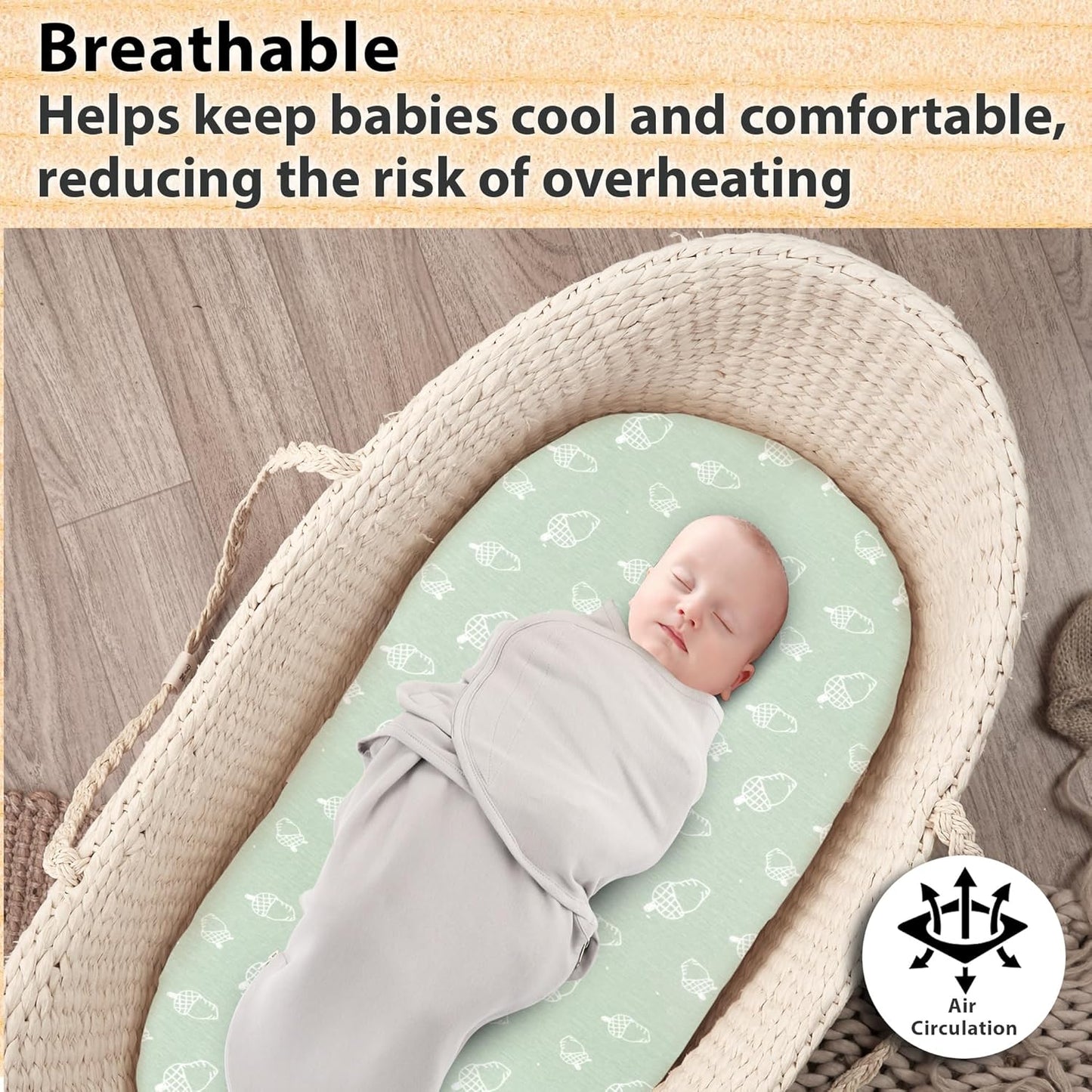 3-Pack Organic Jersey Cotton Bassinet Fitted Sheets – Fits 32 x 16 x 4 Inch Pads – Compatible with Halo, Snoo, Graco, Dream On Me, Delta – for Oval, Hourglass, and Rectangular Bassinet Mattresses
