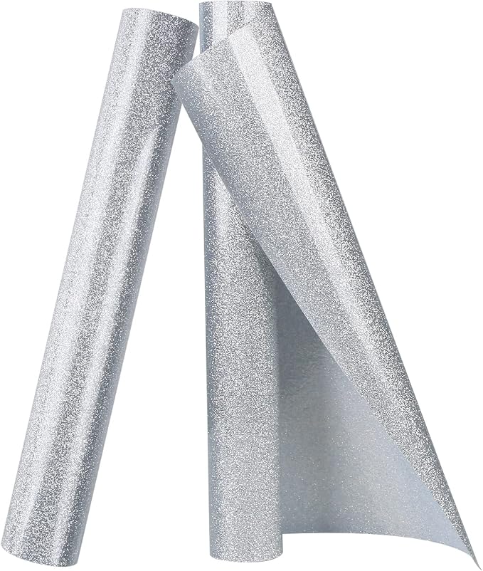 TORC Silver Glitter HTV Heat Transfer Vinyl Roll 12 inch x 10 ft Iron on Vinyl